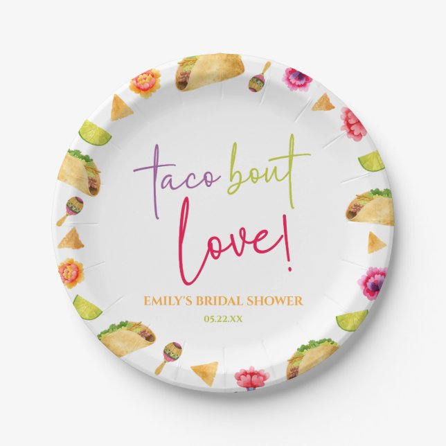 Prato De Papel Taco Sobre o Amor! Churrasco Chá de Noiva (Frente)