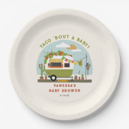 Prato De Papel Taco Sobre Um Chá de fraldas Verde Neutro Para Beb