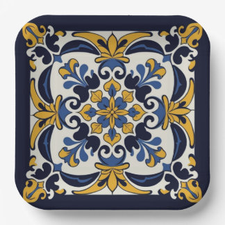 Prato De Papel Talavera Azulejo Cinco