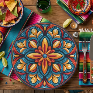 Prato De Papel Talavera Colorida Mexicana Fiesta