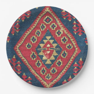 Prato De Papel Tapete Kilim Turco Antigo Vermelho Azul