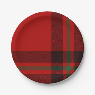 Prato De Papel Tartan Clan Stewart Xadrez Black Red Check Pattern