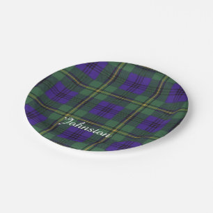 Prato De Papel Tartan do Scottish da xadrez do clã de Johnston
