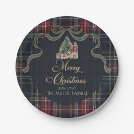 Prato De Papel Tartan Plaid Preppy Christmas Party Paper Plates