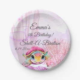 Prato De Papel Tartaruga 4º Aniversário, Sob o Mar