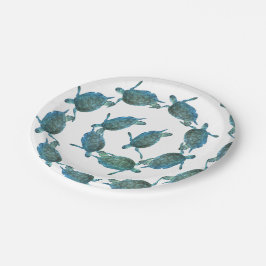 Prato De Papel Tartarugas Marinhas Azul Esverdeado Oceano Elegant
