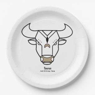 Prato De Papel Taurus, o touro preto personalizado zodíaco