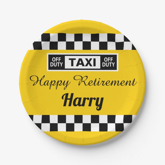 Prato De Papel Taxi Driver Off Duty Retirement Party (Frente)