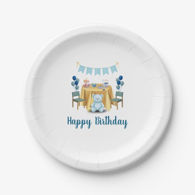 Prato De Papel Tea Party Birthday Paper Plates (Frente)