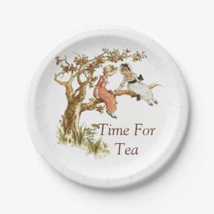 Prato De Papel Tea party da ilustração das crianças do Victori