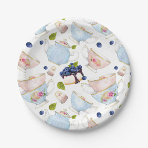 Prato De Papel Teacups da aguarela e chá alto do teste padrão d