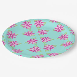 Prato De Papel Teal Brilhante com Verde