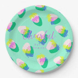 Prato De Papel Teal de Morango