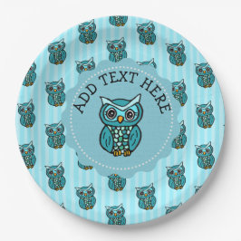 Prato De Papel Teal e Coruja Azul