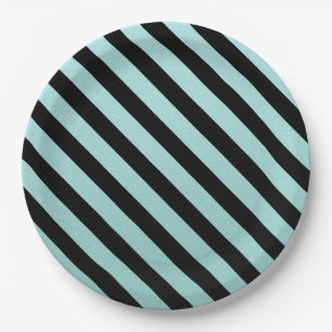 Prato De Papel Teal Striped