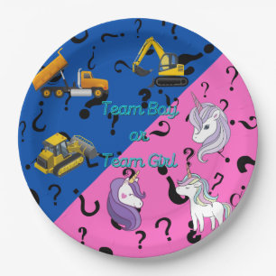 Prato De Papel Team Boy vs Team Girl Heavy Equipment vs Unicorns