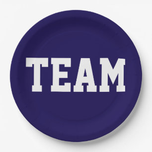 Prato De Papel TEAM Esportivo Atletismo Texto Branco no Azul Mari