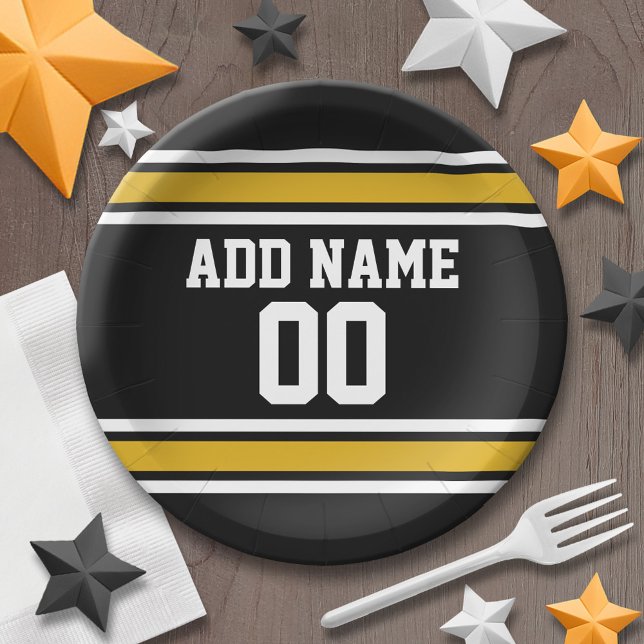 Prato De Papel Team Jersey com nome e número personalizados (Personalized party plates - sports theme for birthday or any occasion)