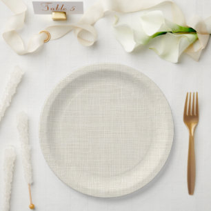 Prato De Papel Tecido de linho falso creme neutro Elegante