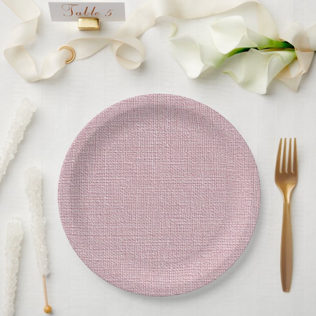 Prato De Papel Tecido de linho falso rosa elegante  (Casamento)