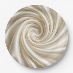 Prato De Papel Tecido de Seda Bege Abstrato Rodopiante