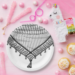 Prato De Papel Tecido Tradicional do Keffiyeh Scarf Palestino