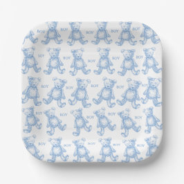 Prato De Papel Teddy baby shower paper plates