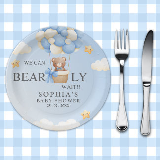 Prato De Papel Teddy Bear Baby shower boy Decoration