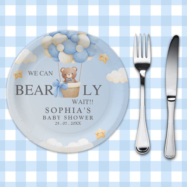 Prato De Papel Teddy Bear Baby shower boy Decoration (Criador carregado)
