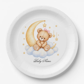 Prato De Papel Teddy Bear Baby Shower Paper Plates