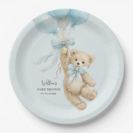 Prato De Papel Teddy Bear Balloons Baby Shower Paper Plates