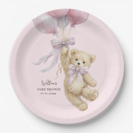 Prato De Papel Teddy Bear Balloons Baby Shower Paper Plates