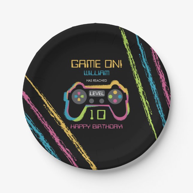 Prato De Papel Teen Gaming Gamer Video Game Player Birthday (Frente)