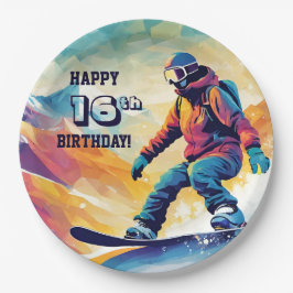 Prato De Papel Teen Snowboard Birthday