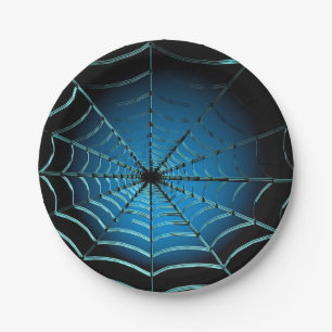 Prato De Papel Teia de Aranha Azul Legal
