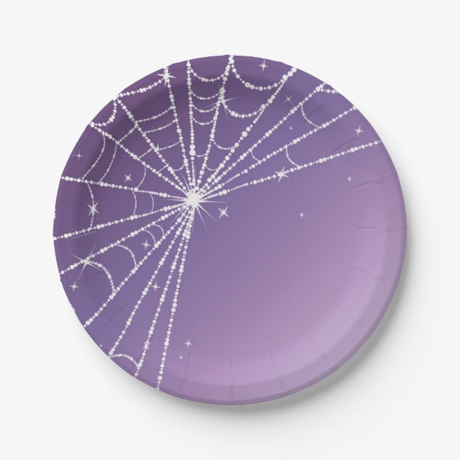 Prato De Papel Teia de Aranha com Diamantes Brilhantes em Gradien (Frente)