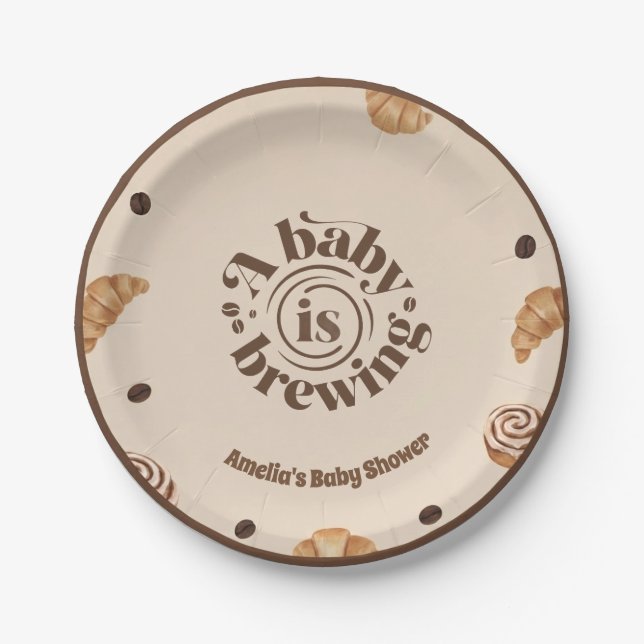 Prato de Papel Tema Café Uma Bebê Está Cozinhando (Frente)