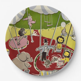 Prato De Papel Tema de Animais de Circo Retrô Vintage
