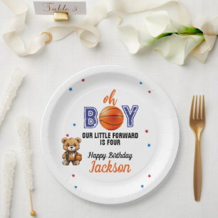 Prato De Papel Tema de Aniversário de Basquete Oh Boy