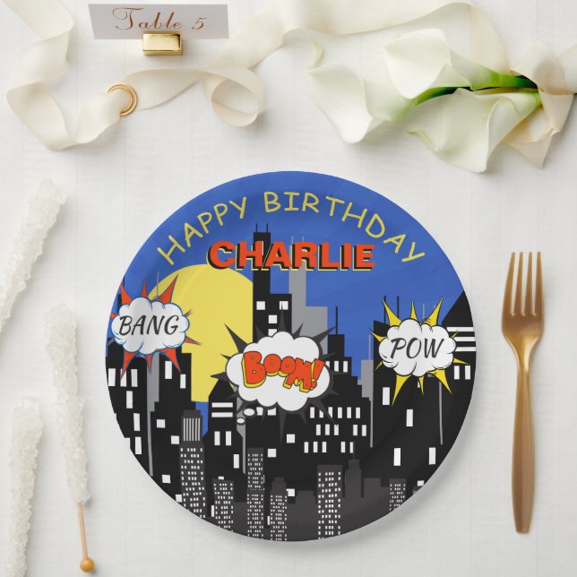 Prato De Papel Tema de Aniversário Super-Herói (Casamento)