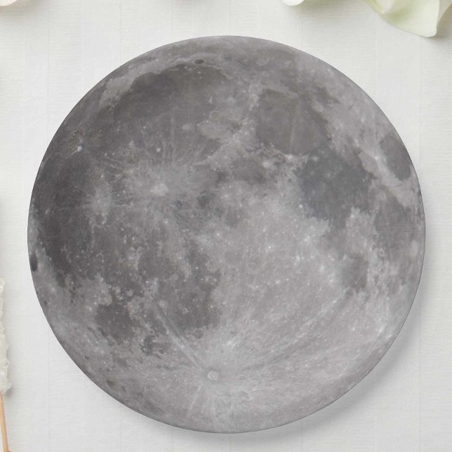 Prato De Papel Tema de Astronomia da Lua Cheia (Criador carregado)