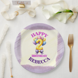 Prato De Papel Tema de Balão de 2º Aniversário