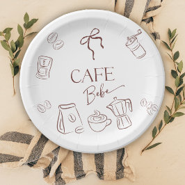Prato De Papel Tema de Café Café Bebe Brewing Arco Baby Shower