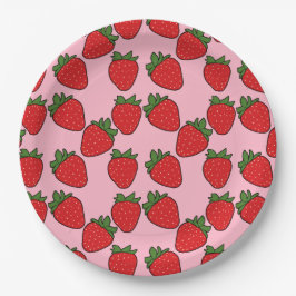 Prato De Papel Tema de Festa de aniversário de Morango