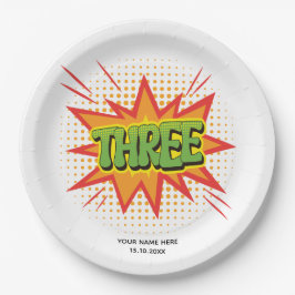 Prato De Papel Tema de Super-Herói Texto Elegante crianças aniver