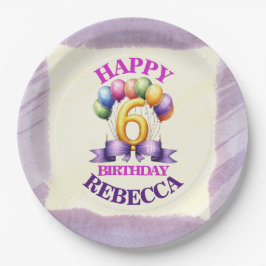 Prato De Papel Tema do Balão de 6 Birthday