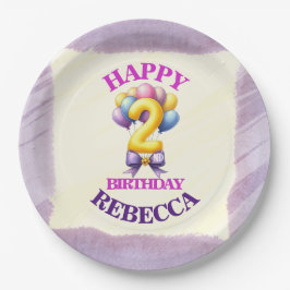 Prato De Papel Tema do Balão do segundo aniversário