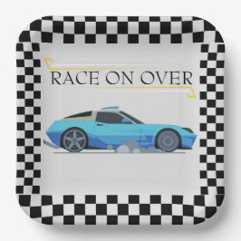 Prato De Papel Tema do Chá de fraldas do Carro Race