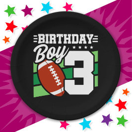 Prato De Papel Tema do Partido de Futebol de 3 anos aniversário d