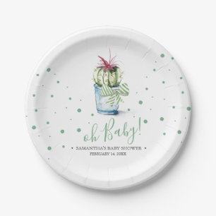 Prato De Papel Tema do Partido de Verão Cactus Watercolor